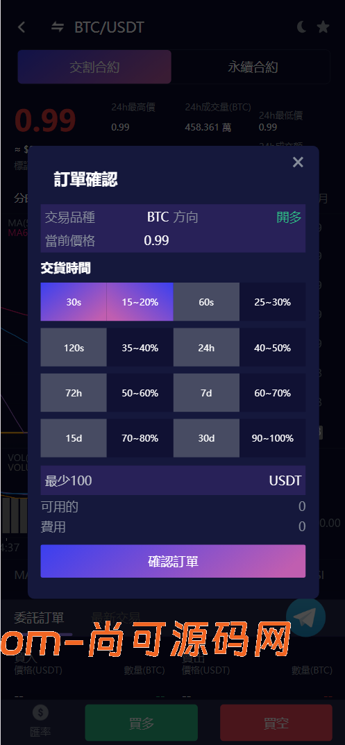 Vexus多语言虚拟货币交易所/模拟账户+现货交易+永续合约+交割合约+基金理财+锁仓挖矿+质押贷款+闪兑/前端vue编译后+后端Java插图2