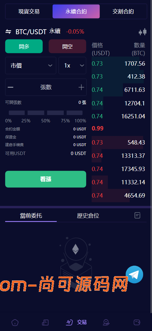 Vexus多语言虚拟货币交易所/模拟账户+现货交易+永续合约+交割合约+基金理财+锁仓挖矿+质押贷款+闪兑/前端vue编译后+后端Java插图3