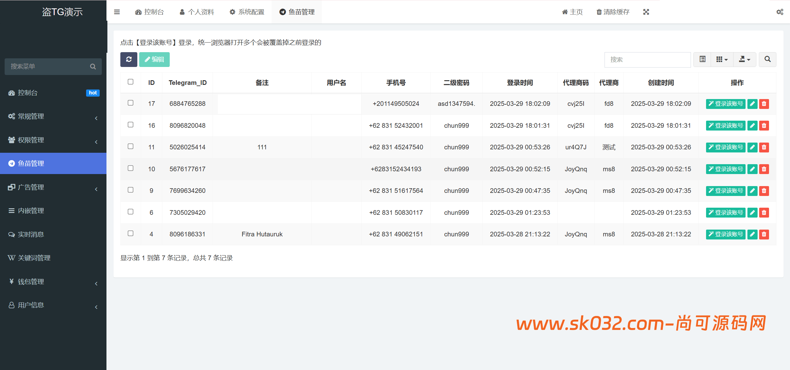 全开源最新盗TG账号源码/获取TG聊天记录+手机通讯录+相册+短信+修改钱包地址/前端vue纯源码+后端PHP插图2