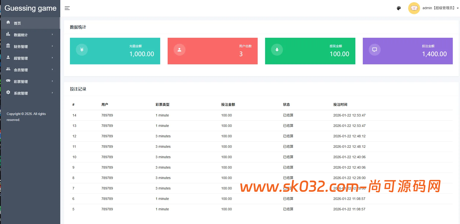 2026海外区块链竞猜游戏系统源码：多语言虚拟币投注、1/3/5分钟开奖预设与信用分风控插图5