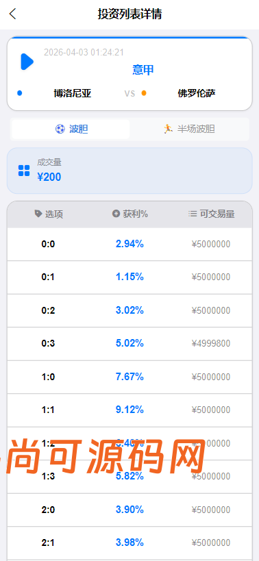 全新二开反波胆,足球赛事,竞猜游戏,pc,手机自适应页面,全开源,运营版【亲测源码】插图12