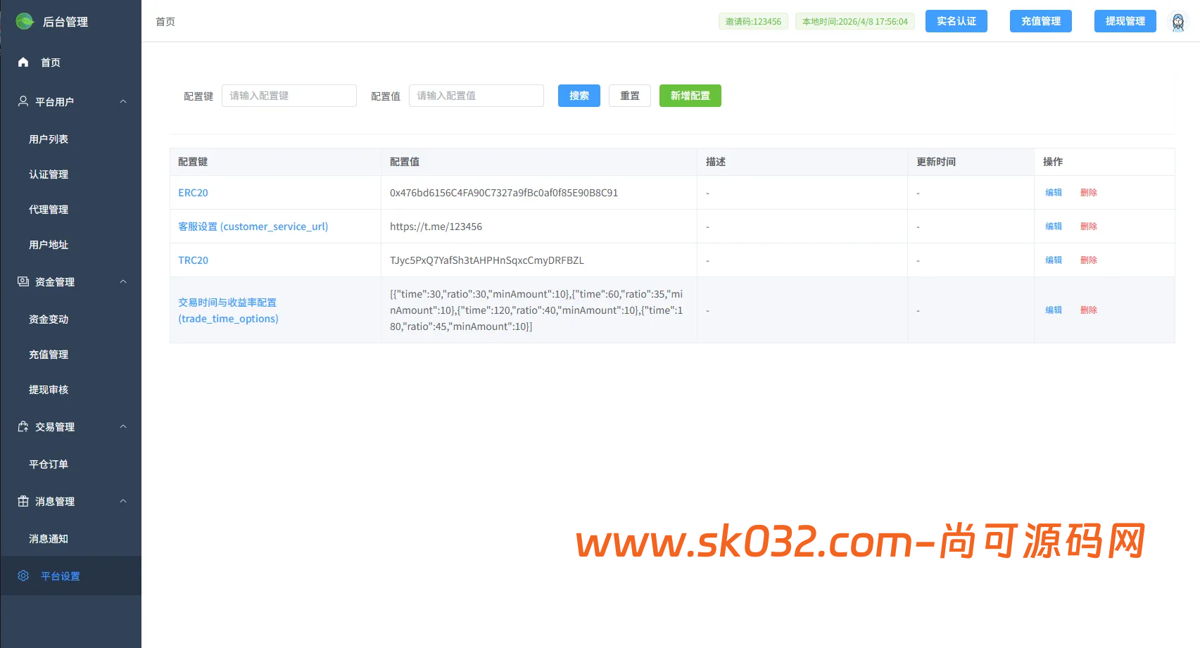 全新版多语言JAVA微盘系统源码前后台VUE开源适配虚拟币/贵金属/外汇微交易插图11 全新版多语言JAVA微盘系统源码前后台VUE开源适配虚拟币/贵金属/外汇微交易插图11