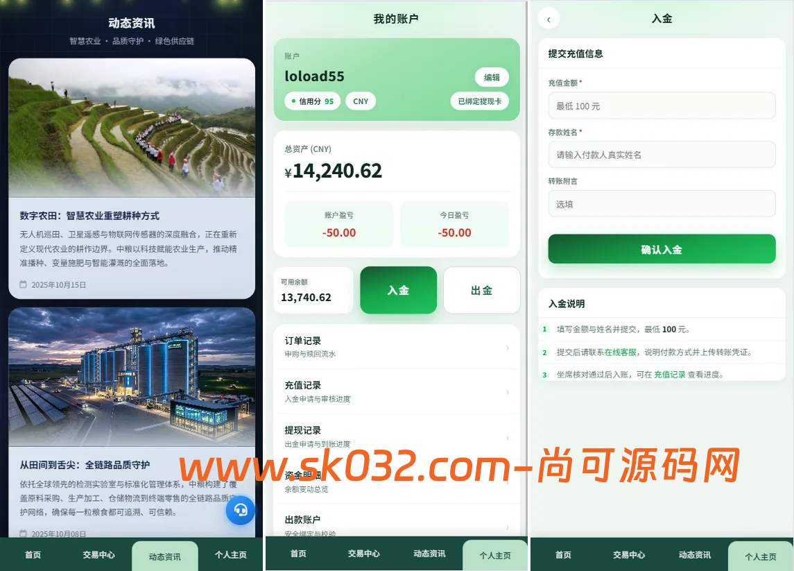 农产品微交易系统搭建出租源码PC自适应信用分委买微盘定制插图2