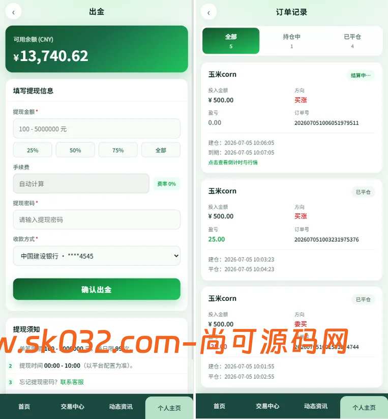 农产品微交易系统搭建出租源码PC自适应信用分委买微盘定制插图3
