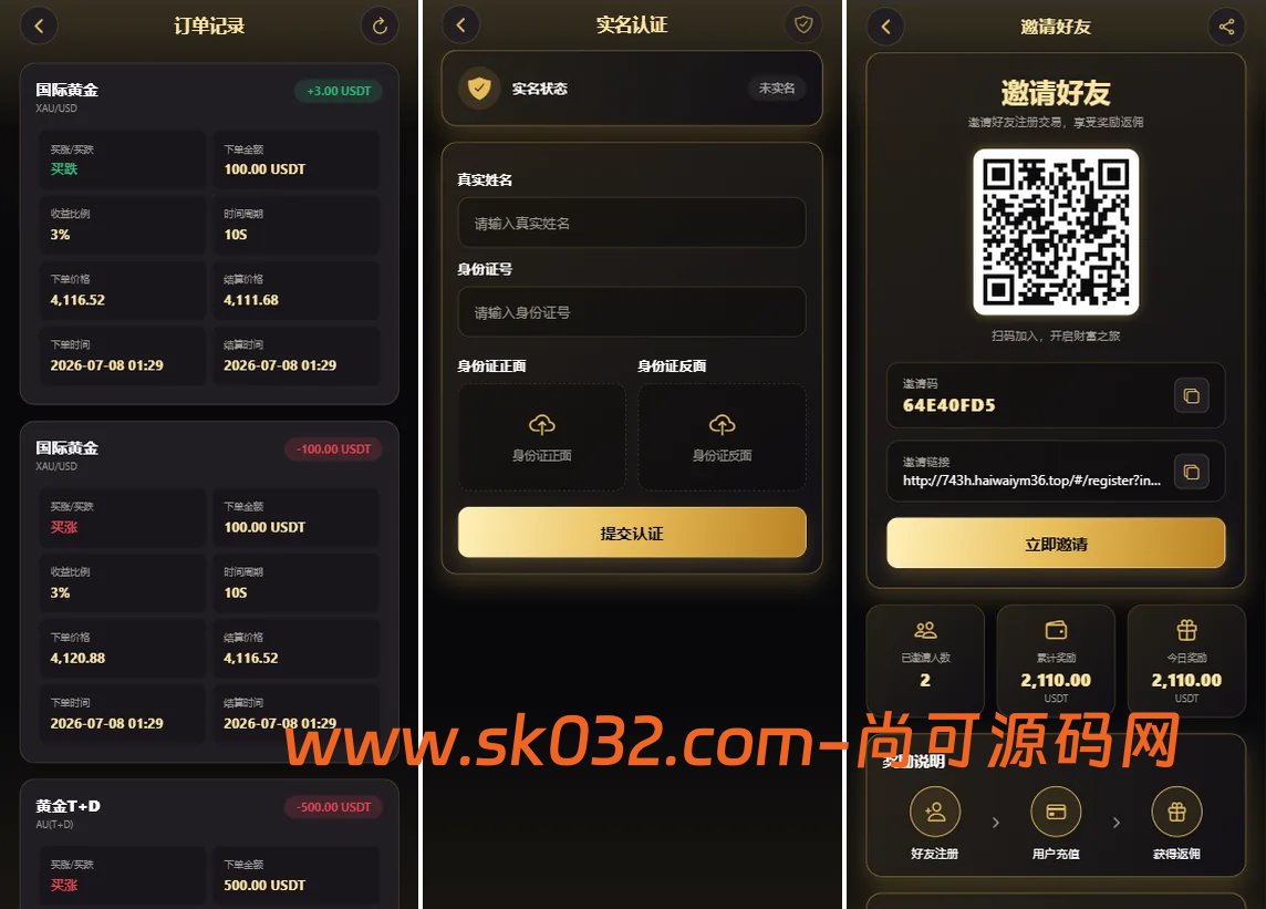 新版海外黄金微交易源码黄金秒合约交易黄金投资前端VUE后台JAVA开源插图3