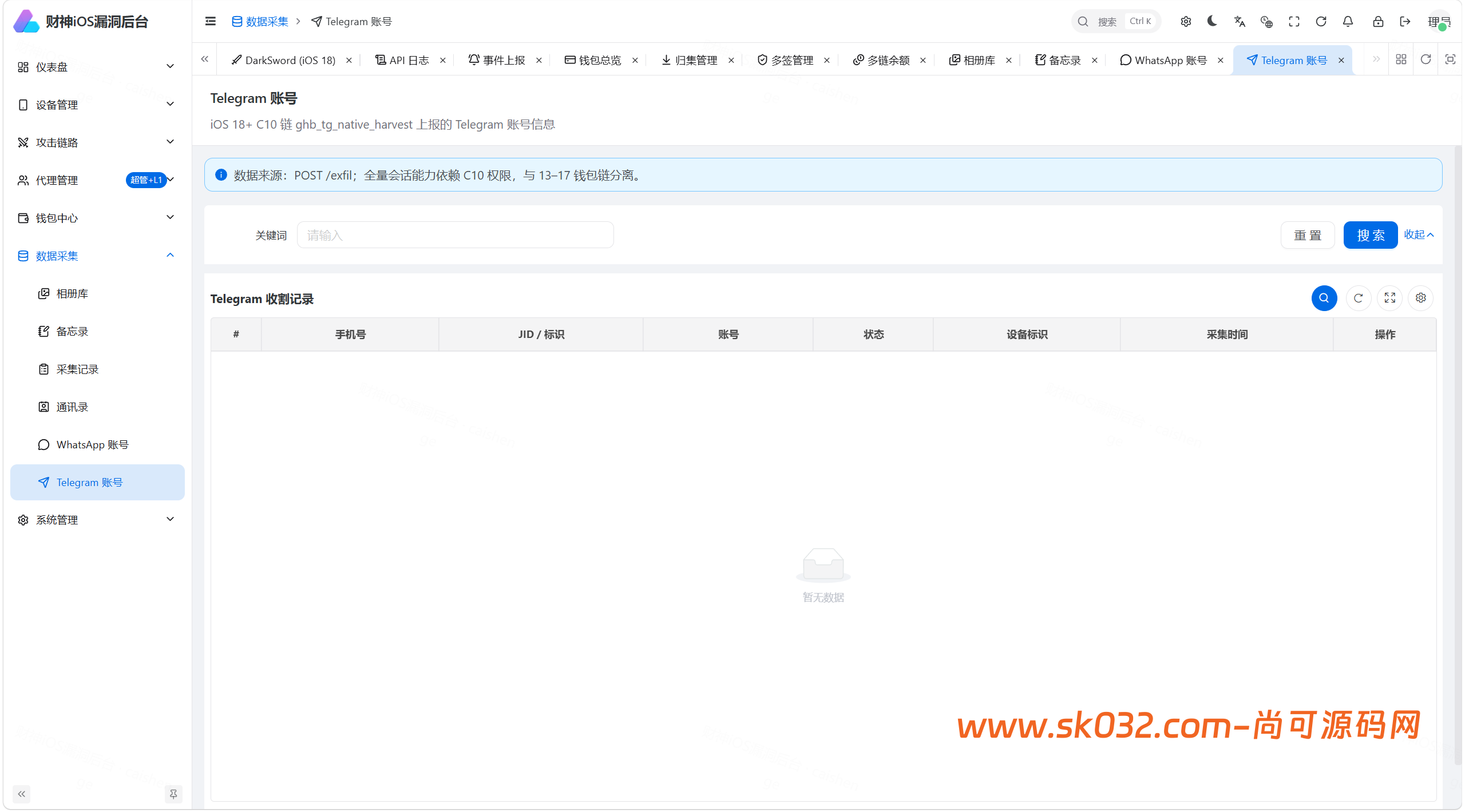 财神 iOS C2 V2 — Python FastAPI 全链路 iOS 远控+链上归集系统（Coruna/DarkSword/C10 三链路覆盖 iOS 13-19）插图